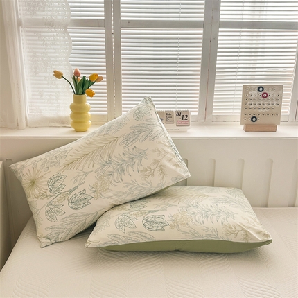 多品家纺 2025新款花卉系列超柔水洗棉枕套 雨林风