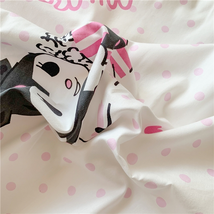 91家纺网 家纺一手货源 找家纺 玉元坊 2025新款三丽鸥系列白花边被套纯棉全棉床裙三件套四件套-库洛米白花边款式 甜筒库洛米