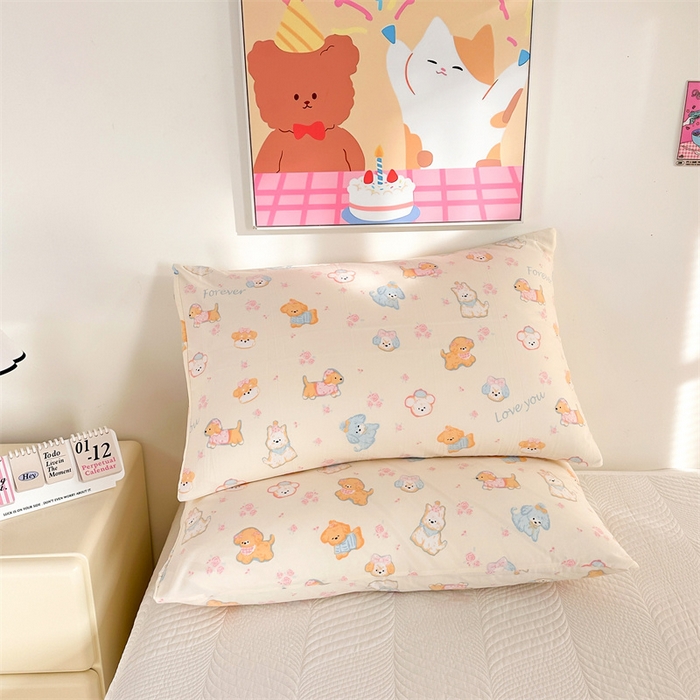 91家纺网 家纺一手货源 找家纺 多品家纺 2025新款卡通系列柔水洗棉枕套 萌宠