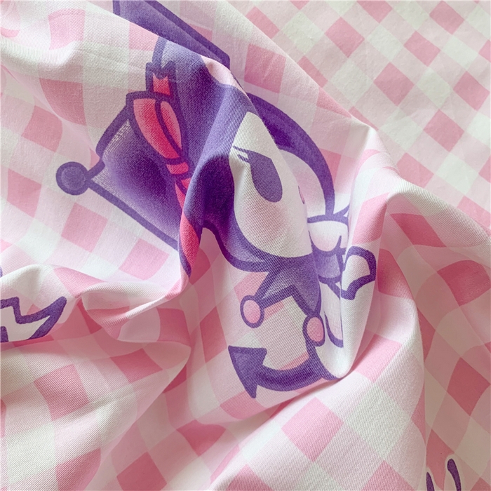 91家纺网 家纺一手货源 找家纺 玉元坊 2025新款三丽鸥系列白花边被套纯棉全棉床裙三件套四件套-库洛米白花边款式 库洛米之心