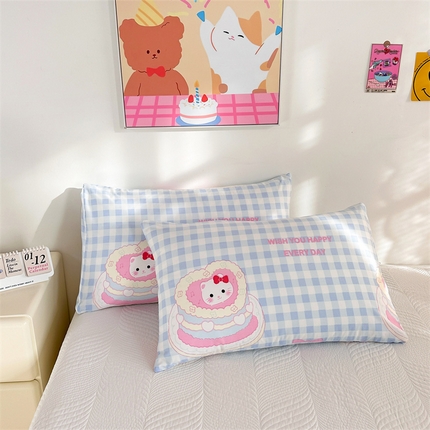 多品家纺 2025新款卡通系列柔水洗棉枕套 派对猫