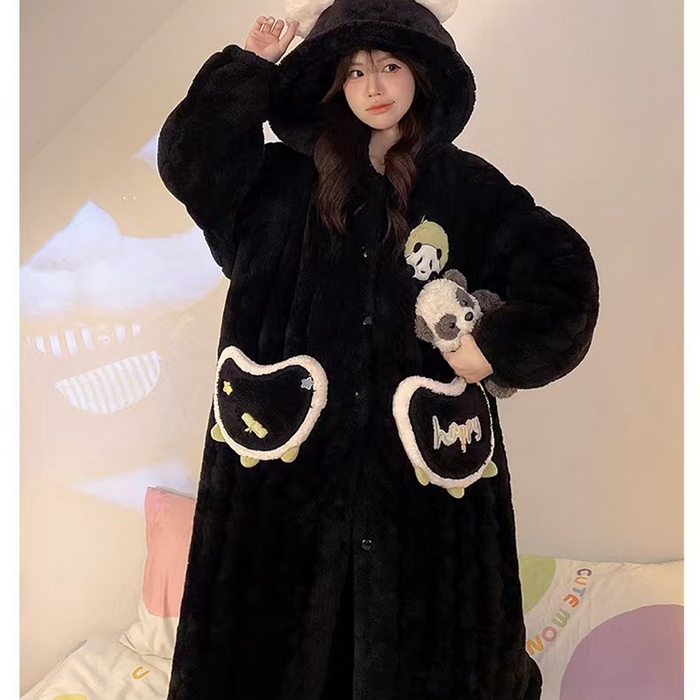 91家纺网 家纺一手货源 找家纺 2024新款冬季加厚加绒珊瑚绒三层夹棉袄女防水保暖冬天休闲家居服睡衣套装一件代发 L08