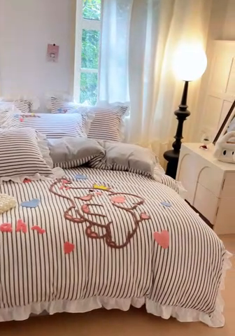 91家纺网 家纺一手货源 找家纺 泉欣家纺 2025新品韩系网红水洗棉卡通毛巾绣花小象考拉系列四件套（专版花型） 萌小象高级灰