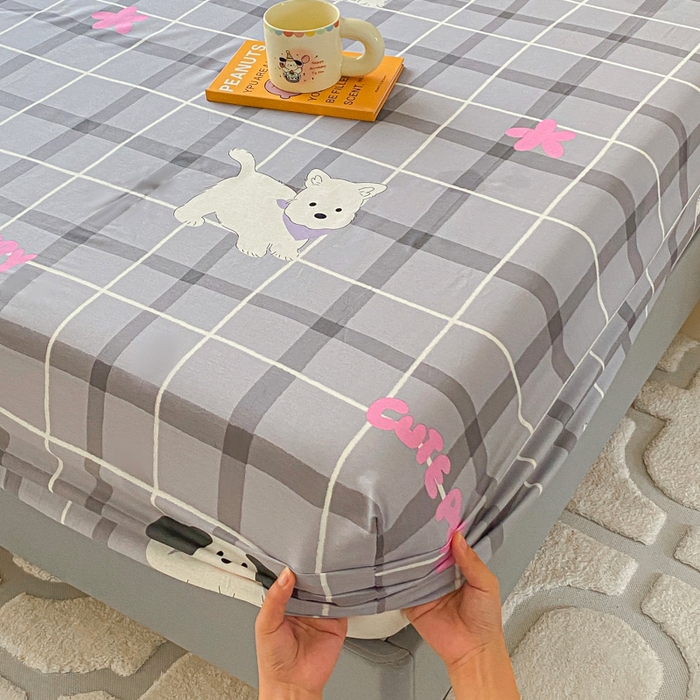 91家纺网 家纺一手货源 找家纺 （优质买家秀 热卖不断货）A类母婴级卡通花卉儿童纯棉全棉床单纯棉全棉床笠全棉纯棉床单床笠三件套-床笠 呆萌