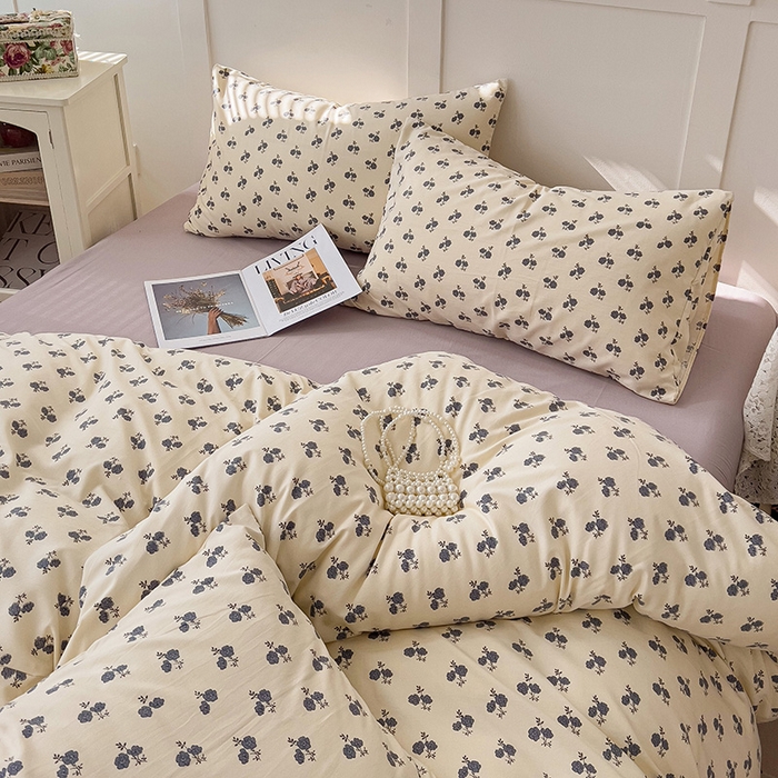 91家纺网 家纺一手货源 找家纺 金梦拉家纺 2025直播爆款全新A类加厚双层纱系列四件套（高版本） 兰亭花序