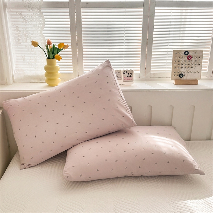 91家纺网 家纺一手货源 找家纺 多品家纺 2025新款花卉系列超柔水洗棉枕套 香芋蝴蝶结