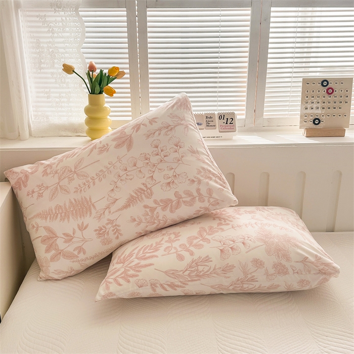 91家纺网 家纺一手货源 找家纺 多品家纺 2025新款花卉系列超柔水洗棉枕套 暮色