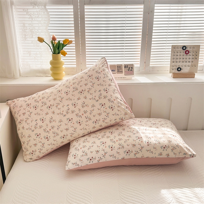91家纺网 家纺一手货源 找家纺 多品家纺 2025新款花卉系列超柔水洗棉枕套 沫冉