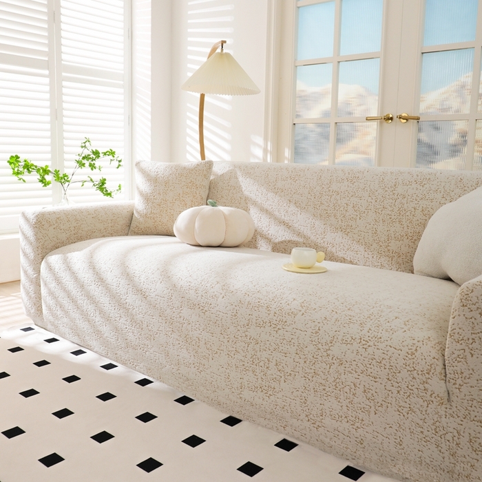 91家纺网 家纺一手货源 找家纺 沐沐家纺 2026新款阳离子四季通用沙发套沐星-咖色