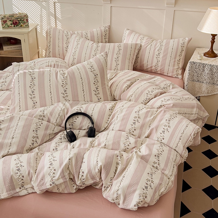 91家纺网 家纺一手货源 找家纺 金梦拉家纺 2025直播爆款全新A类加厚双层纱系列四件套（高版本） 花田错