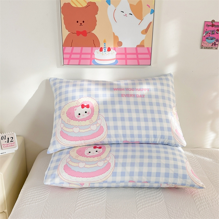 91家纺网 家纺一手货源 找家纺 多品家纺 2025新款卡通系列柔水洗棉枕套 派对猫