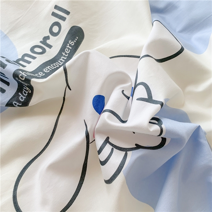 91家纺网 家纺一手货源 找家纺 玉元坊 2025新款三丽鸥系列白花边被套纯棉全棉床裙三件套四件套-大耳狗白花边款式 波点玉桂狗