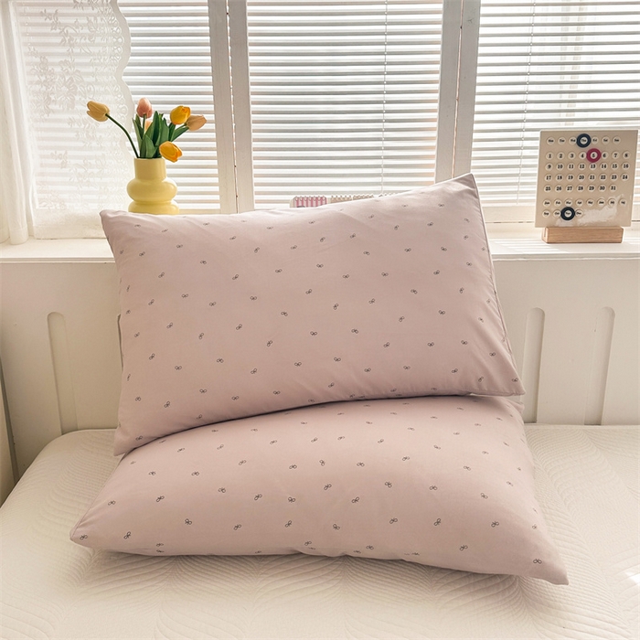 91家纺网 家纺一手货源 找家纺 多品家纺 2025新款花卉系列超柔水洗棉枕套 香芋蝴蝶结