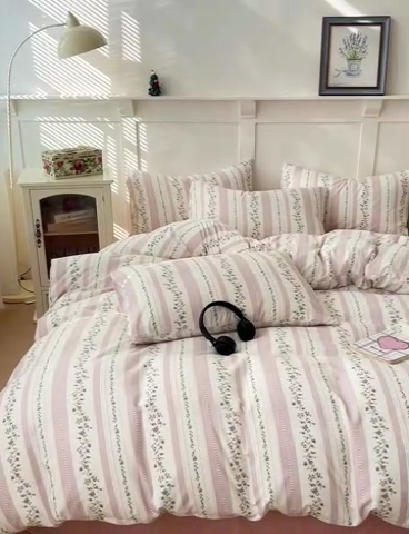 91家纺网 家纺一手货源 找家纺 金梦拉家纺 2025直播爆款全新A类加厚双层纱系列四件套（高版本） 花田错