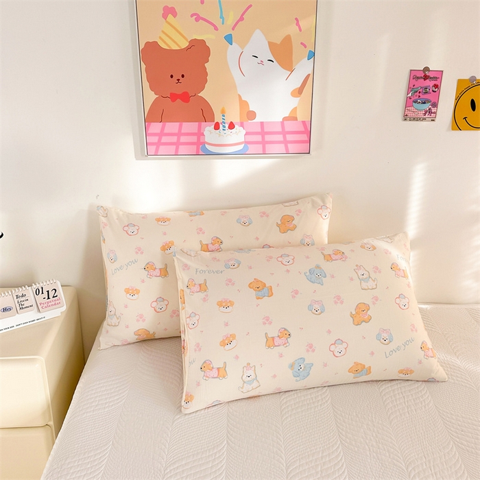 91家纺网 家纺一手货源 找家纺 多品家纺 2025新款卡通系列柔水洗棉枕套 萌宠