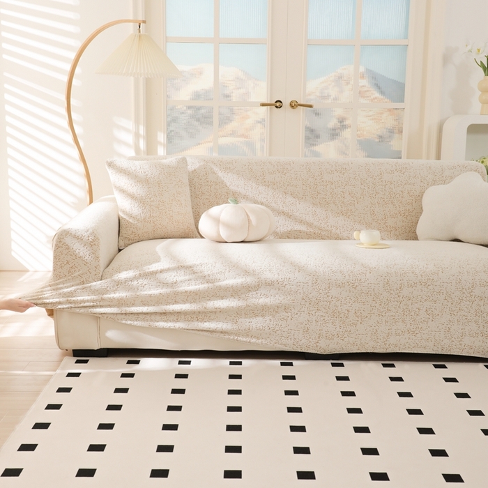 91家纺网 家纺一手货源 找家纺 沐沐家纺 2026新款阳离子四季通用沙发套沐星-咖色