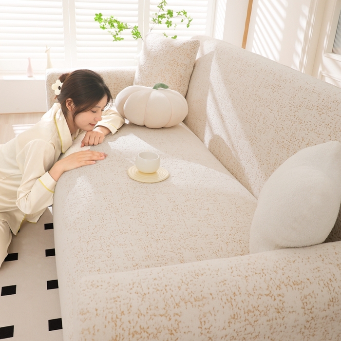 91家纺网 家纺一手货源 找家纺 沐沐家纺 2026新款阳离子四季通用沙发套沐星-咖色