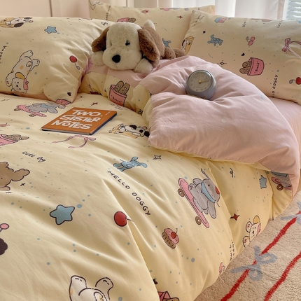 91家纺网 家纺一手货源 找家纺 瑞莱 2025春季全棉印花萌趣系列四件套 可可爱爱