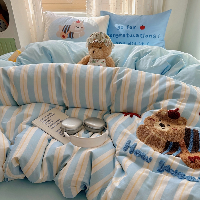 91家纺网 家纺一手货源 找家纺 美乐迪家纺 2025新款全棉绣花毛巾绣四件套 蝴蝶结高地