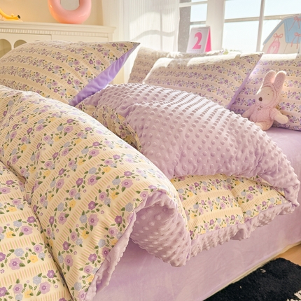 91家纺网 家纺一手货源 找家纺 （总）千朵 2025新款全棉加豆豆绒四件套