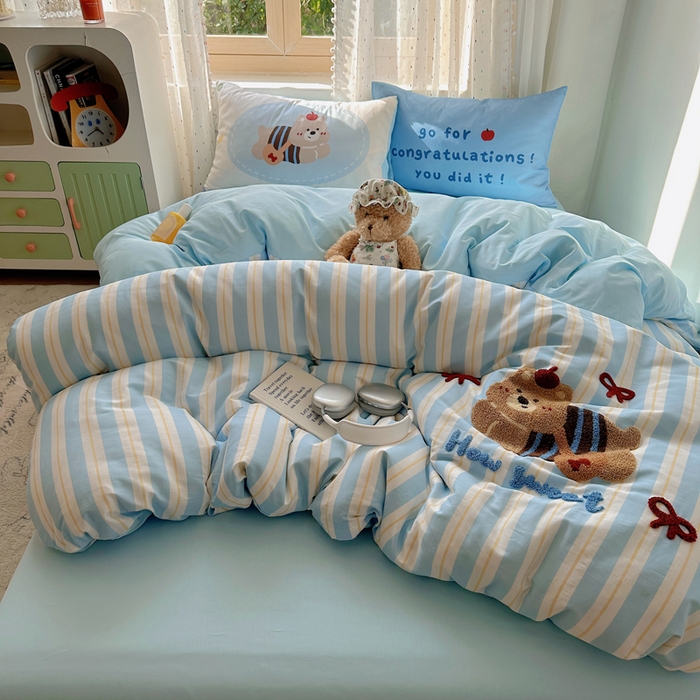 91家纺网 家纺一手货源 找家纺 美乐迪家纺 2025新款全棉绣花毛巾绣四件套 蝴蝶结高地