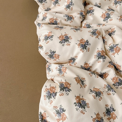 91家纺网 家纺一手货源 找家纺 优选 2024针织棉双层纱四件套小碎花被套床单床笠款学生三件套新款直播爆款 蔓卡顿