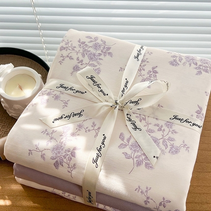 91家纺网 家纺一手货源 找家纺 （总）优选 2025加厚针织棉双层纱四件套小碎花被套床单床笠款学生三件套新款直播爆款（第二批）【提供买家秀】