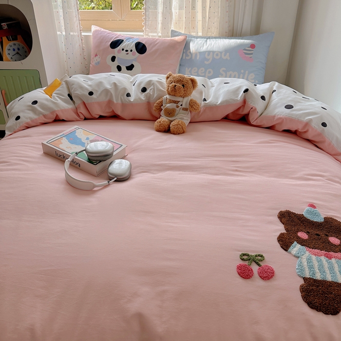 91家纺网 家纺一手货源 找家纺 美乐迪家纺 2025新款全棉绣花毛巾绣四件套 小伙伴