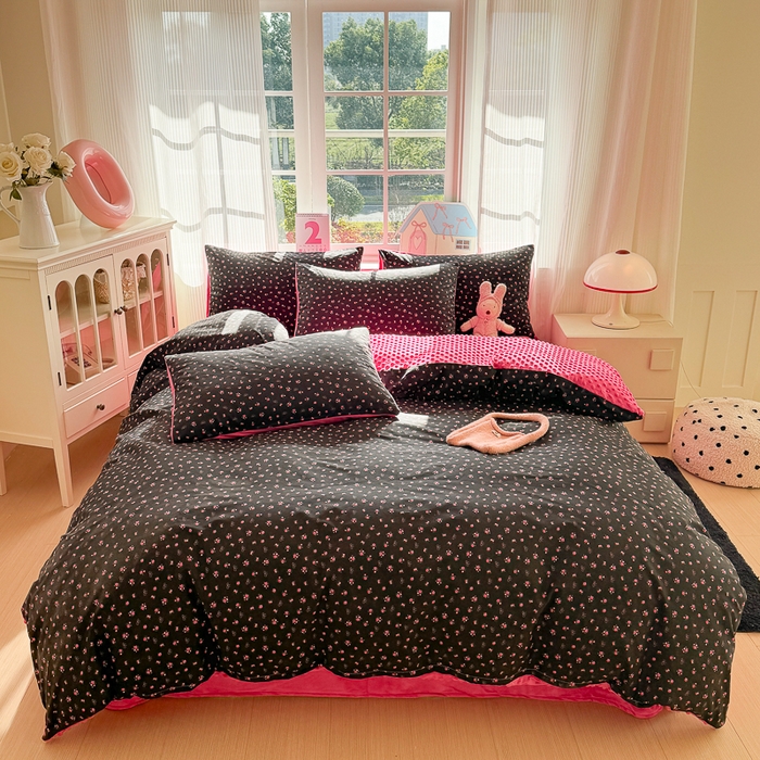 91家纺网 家纺一手货源 找家纺 千朵 2025新款全棉加豆豆绒四件套 恋歌