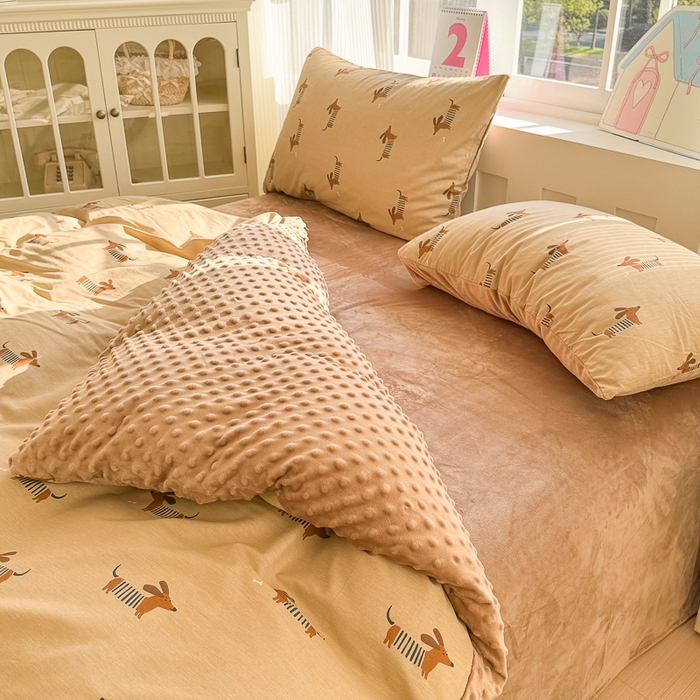 91家纺网 家纺一手货源 找家纺 （总）千朵 2025新款全棉加豆豆绒四件套