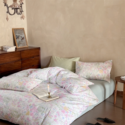 窝米 2025春季新品全棉13370系列全棉治愈风花卉系列四件套 花丛