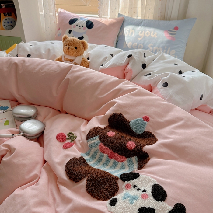 91家纺网 家纺一手货源 找家纺 美乐迪家纺 2025新款全棉绣花毛巾绣四件套 小伙伴