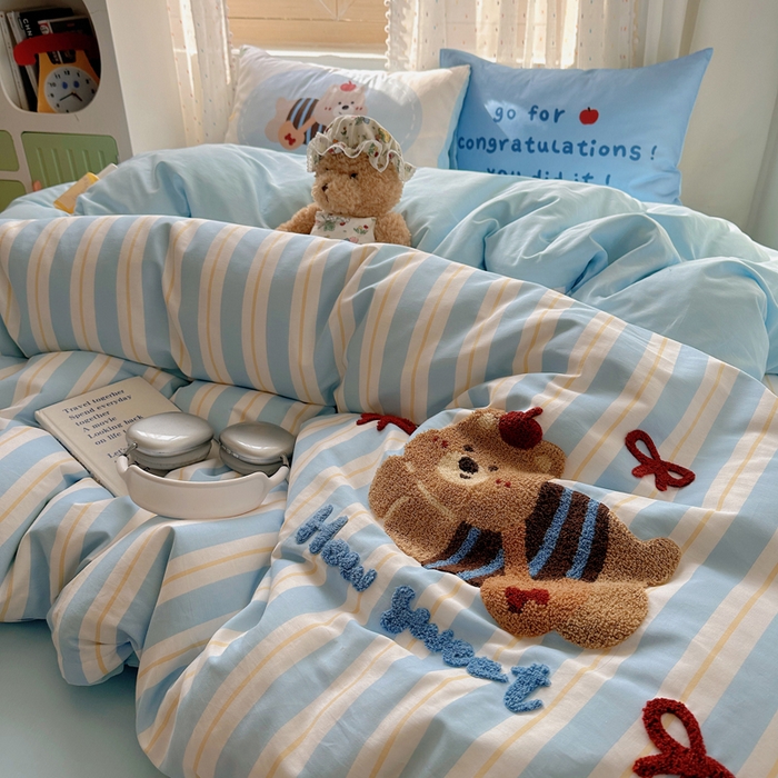 91家纺网 家纺一手货源 找家纺 美乐迪家纺 2025新款全棉绣花毛巾绣四件套 蝴蝶结高地