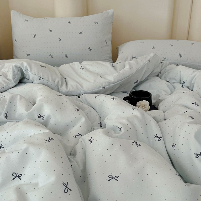 91家纺网 家纺一手货源 找家纺 优选 2025加厚针织棉双层纱四件套小碎花被套床单床笠款学生三件套新款直播爆款 芙丽