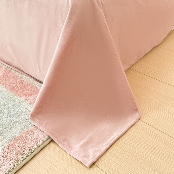 91家纺网 家纺一手货源 找家纺 千朵 2025新款豆豆绒双层纱四件套 芋泥波波