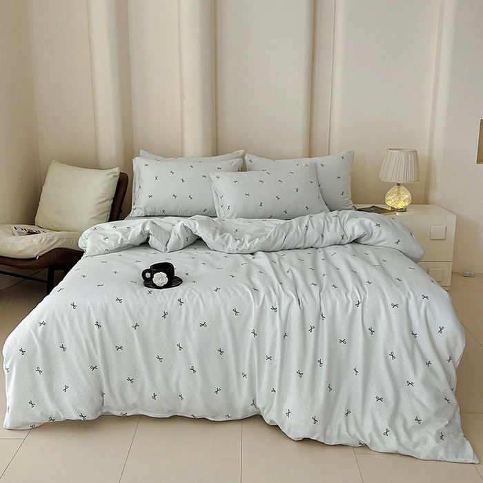 91家纺网 家纺一手货源 找家纺 优选 2025加厚针织棉双层纱四件套小碎花被套床单床笠款学生三件套新款直播爆款 芙丽