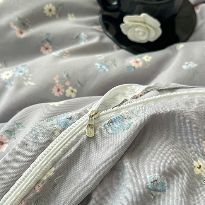 91家纺网 家纺一手货源 找家纺 优选良品  2025针织棉双层纱四件套小碎花被套床单床笠款学生三件套新款直播爆款（第一批）柔晨