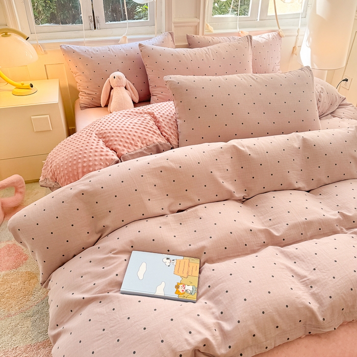 91家纺网 家纺一手货源 找家纺 千朵 2025新款豆豆绒双层纱四件套 芋泥波波