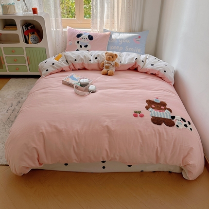 美乐迪家纺 2025新款全棉绣花毛巾绣四件套 小伙伴