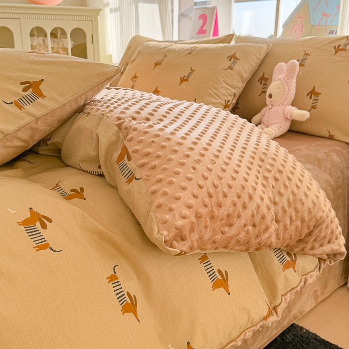 91家纺网 家纺一手货源 找家纺 （总）千朵 2025新款全棉加豆豆绒四件套