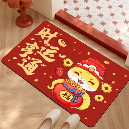 91家纺网 家纺一手货源 找家纺 卡初家居（原微来） 2025新款贺岁款硅藻泥地垫 G-503【财运亨通】