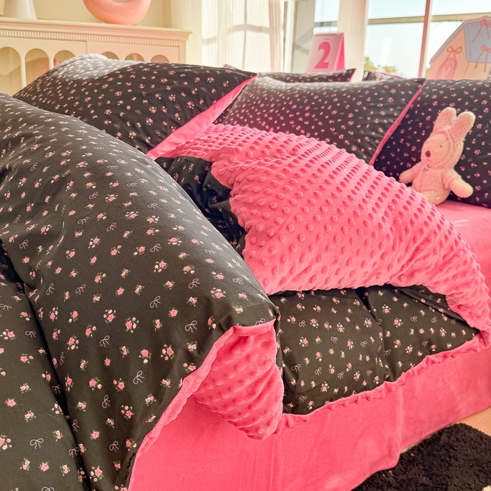 91家纺网 家纺一手货源 找家纺 千朵 2025新款全棉加豆豆绒四件套 恋歌