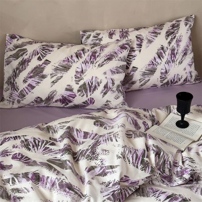 91家纺网 家纺一手货源 找家纺 窝米 2025春季新品全棉13370系列全棉治愈风花卉系列四件套 北欧紫