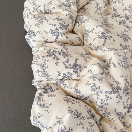 91家纺网 家纺一手货源 找家纺 优选 2024针织棉双层纱四件套小碎花被套床单床笠款学生三件套新款直播爆款 温婉花语