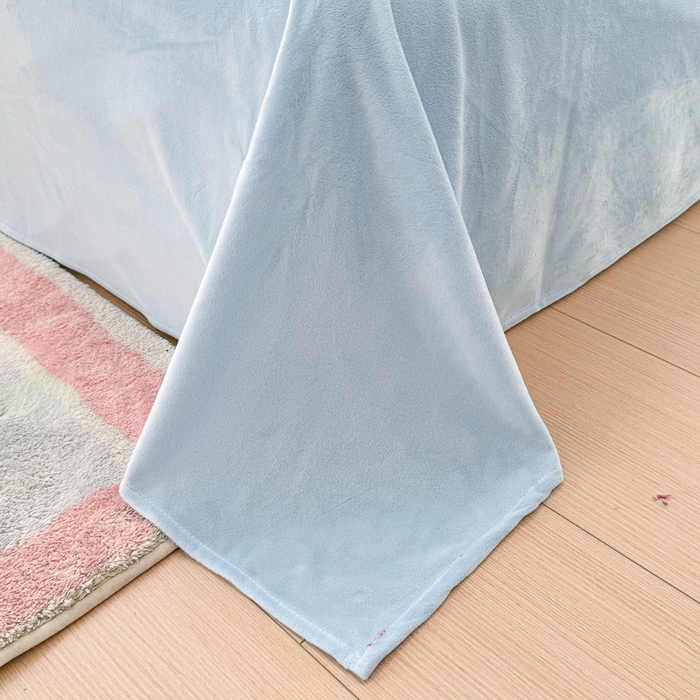 91家纺网 家纺一手货源 找家纺 千朵 2025新款豆豆绒双层纱四件套 仙草蓝