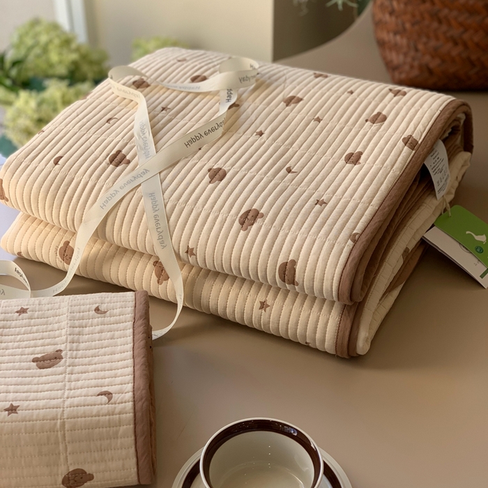 91家纺网 家纺一手货源 找家纺 汇庭 2025新款蔓莎床盖三件套系列 星空熊