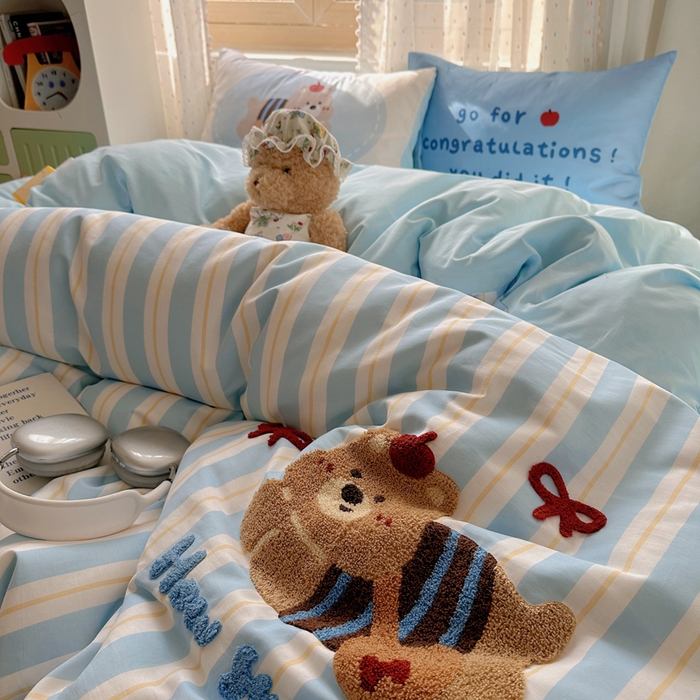 91家纺网 家纺一手货源 找家纺 美乐迪家纺 2025新款全棉绣花毛巾绣四件套 蝴蝶结高地