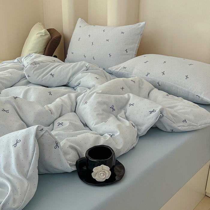 91家纺网 家纺一手货源 找家纺 优选 2025加厚针织棉双层纱四件套小碎花被套床单床笠款学生三件套新款直播爆款 芙丽