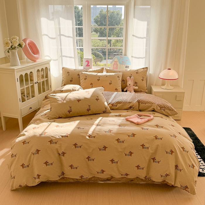 91家纺网 家纺一手货源 找家纺 （总）千朵 2025新款全棉加豆豆绒四件套