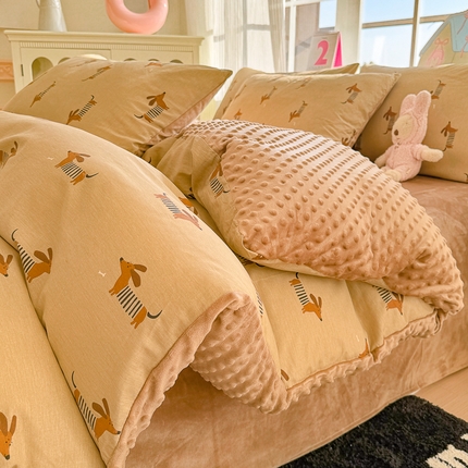 （总）千朵 2025新款全棉加豆豆绒四件套